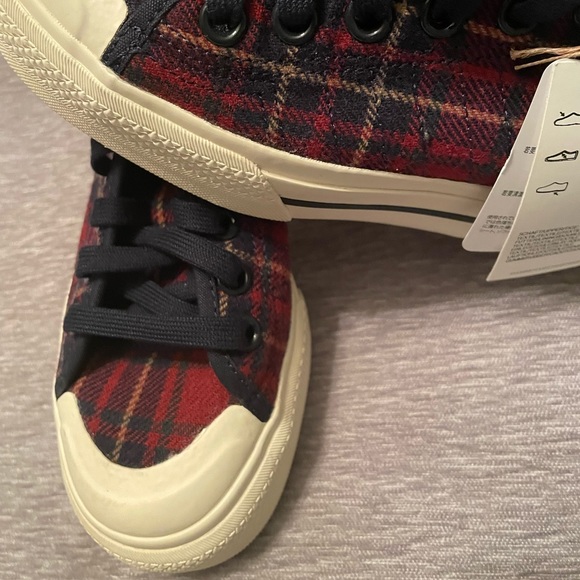 ADIDAS Nizza Platform Sneakers. Red and blue plaid. Size 5 1/2. - Picture 3 of 7